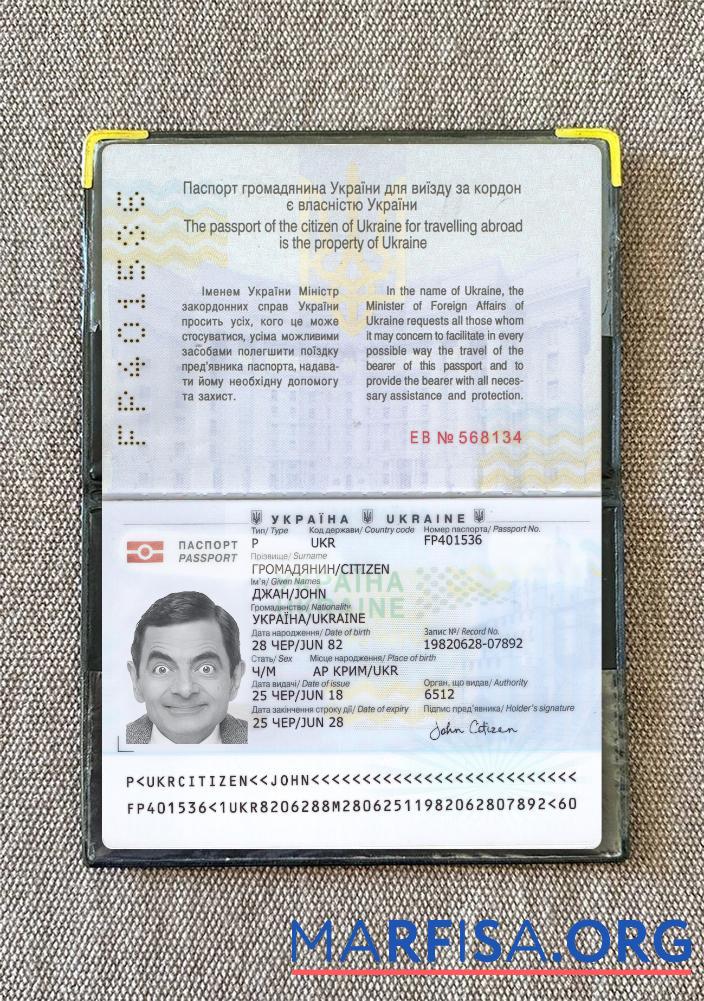 Realistic Ukraine passport 2018 present photolook sample